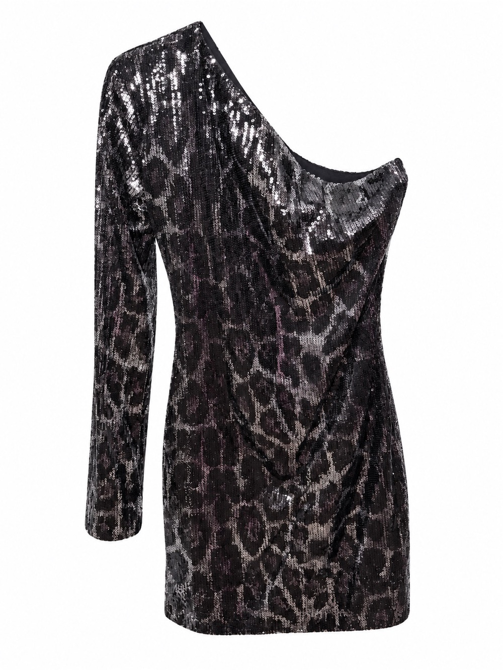 RTA One-Shoulder Sequin Snake Print Mini Dress Size 2